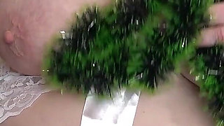 Mature Pussy with Christmas Tree Toy Cums Close-up. a Chubby MILF Loves Unusual Masturbation. PAWG.