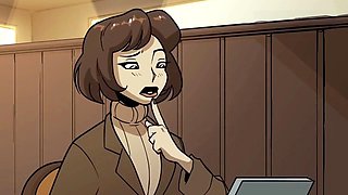 Ample barista delivers her sexy assets instead of coffee in a cartoon parody