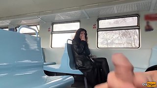 Public Handjob On Train Ends In Blowjob From Stranger Girl - Risky Dick Flashing With Katty West
