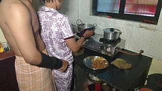 Fucked the newly married bride in the kitchen while she was cooking.