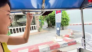 Skinny Thai girl with glasses loves sex