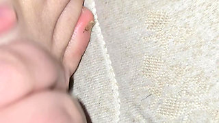 messy putting lotion on my clean chubby feet