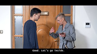 Watch as a hot cougar dominates her obedient friend in lingerie & stockings