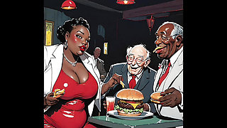 Ebony Mistress And Rich Old Cuckold's. Comic Animation.Cartoon