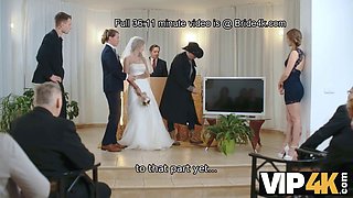 Watch as the bride gets her tight pussy pounded on VIP4K!