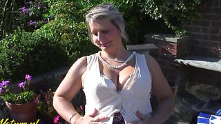 British Housewife Alexa Shows Off Her Big Natural Tits And Masturbates Outside
