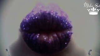 Purple Glittery Kissing Lip Smelling Its Time for You to Worship What You Worship Best. Your Ultimate Weakness