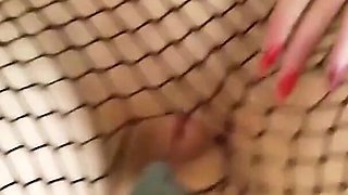 Horny Stepsister Dressed in Fishnets Sucks Her Stepbrother's Cock and Destroys Her Tight Wet Pussy