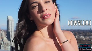 Greek mom babe posing nude on a balcony