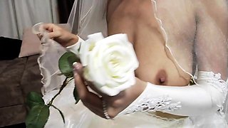 Sexy milf bride in stockings can't wait to get fucked hard