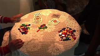 Horny tatoo Italian milf fucked by two men at the fire place