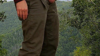 Girl in A Yellow Dress Jerks Off My Cock in The Forest.