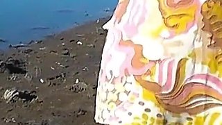 Amateur Latina Flashing Pussy and Ass River Bank