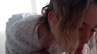 Blonde StepSister Rides Stepbro’s Thick Cock in Rough Creampie