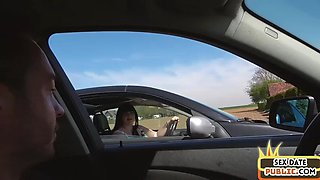 Public BBW babe pussypounded outdoor