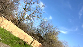 Walking naked at sunny day