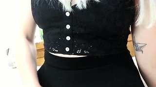 Glamour babe with big boobs masturbates in lingerie