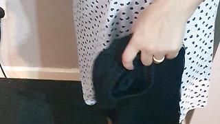 Step mom doesn't wear panties under skirt by step son