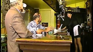 Carole, the Boss of the Bar, Gang-bangued in Her Little White Apron!