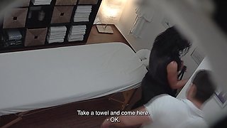 Brunette gets fucked by her masseur and screams she wants more!
