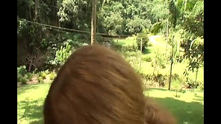 Two Beatiful Girls Play with Dildos Outdoor