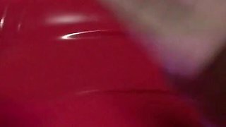 Dominatrix Eva Latex Fetish Femdom Mistress Red Rubber Solo Stockings Big Ass MILF Sexy Hot Heels Panties BDSM