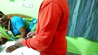 Educated Indian Bhabhi Alisha Hot Romance hard Boob Pressing by Brother in Law while doing Office Work