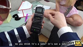 DADDY4K. Young sexy blondie jumped on veteran's dick