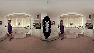 Amy Green Purple Bloused Secretary With Purple Glossy Legwear Tease - 8k Vr