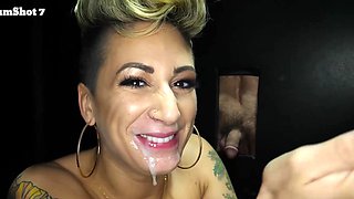 Cum swapping and blowjob compilation with glamorous sluts in the gloryhole