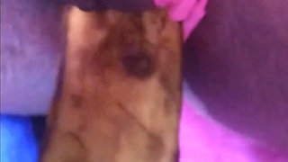 Fucking My Black Hairy Pussy with a Banana Load Moaning Orgasms