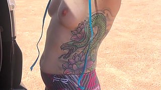 Flashing Tits in Wild Kyrgyzstan Mountains - Bold, Topless, and Raw Adventure