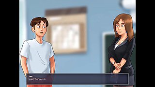 Caught in the library during some steamy action in Summertime Saga