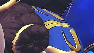 Chun Li Street Fighter 6 Blowjob - Sexy Cosplay Anime Girl Sucks Big Cock Deepthroat with Facial Cumshot and Gets POV Titfuck