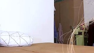 Korean camgirl drilling her hairy pussy with a big toy