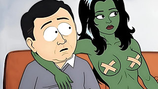 Slut She-hulk Gets Fucked on the First Date. Cartoon