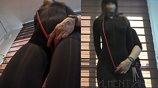 Crotch Rope Pussy Close-up: a Masochistic Slave Gives Her Master a Blow Job. Cum Drinking.