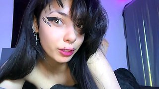 Cute curly brunette solo webcam masturbation