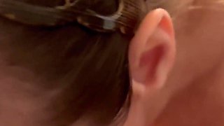 Mature Sucking the Cum Out with Her Hanging Boobs Swinging Cum in Mouth