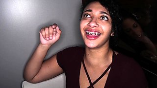 Glory hole blowjob busty amateur blonde fucking in stall