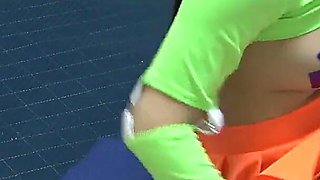 No Bra Nipple Stickers, Micro Mini Skirt, Thong Panties Wedgie Cameltoe, Japanese Girl Does Seduce Exercises in Apartment