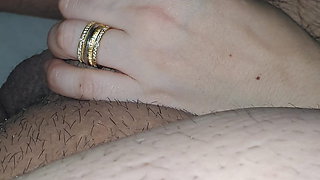Step son dick in erection get a handjob from step mom
