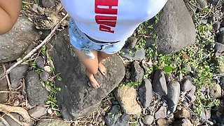 Filipina Teen Aiko Maine Risky Public Squirting Orgasm in Jungle River