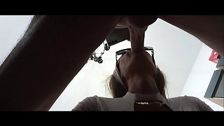 MILF Gives a Quick Blowjob with a Cum Explosion in Her Mouth
