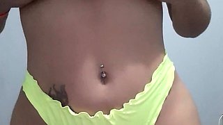 Glamour babe with big boobs masturbates in lingerie