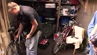 Blonde russian granny is screwed in the garage: Blowjob, Amateur  Homemade Porn
