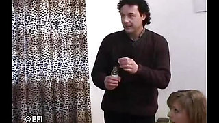 Mature woman and Italian teen fucked on leopard print bed sheets.