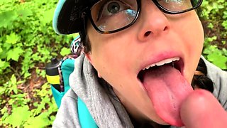 Fairy Blowjob in Public - Big Cock Surprise for Nerdy Babe