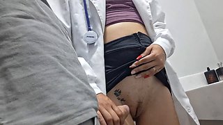 Nurse gives naughty gynecological exam in a fake hospital with anal fun