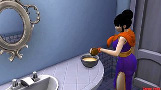 Stepmom Milk Catches Stepson Gohan Jerking Off - Big Tits Wife Fucks in Front of Hubby